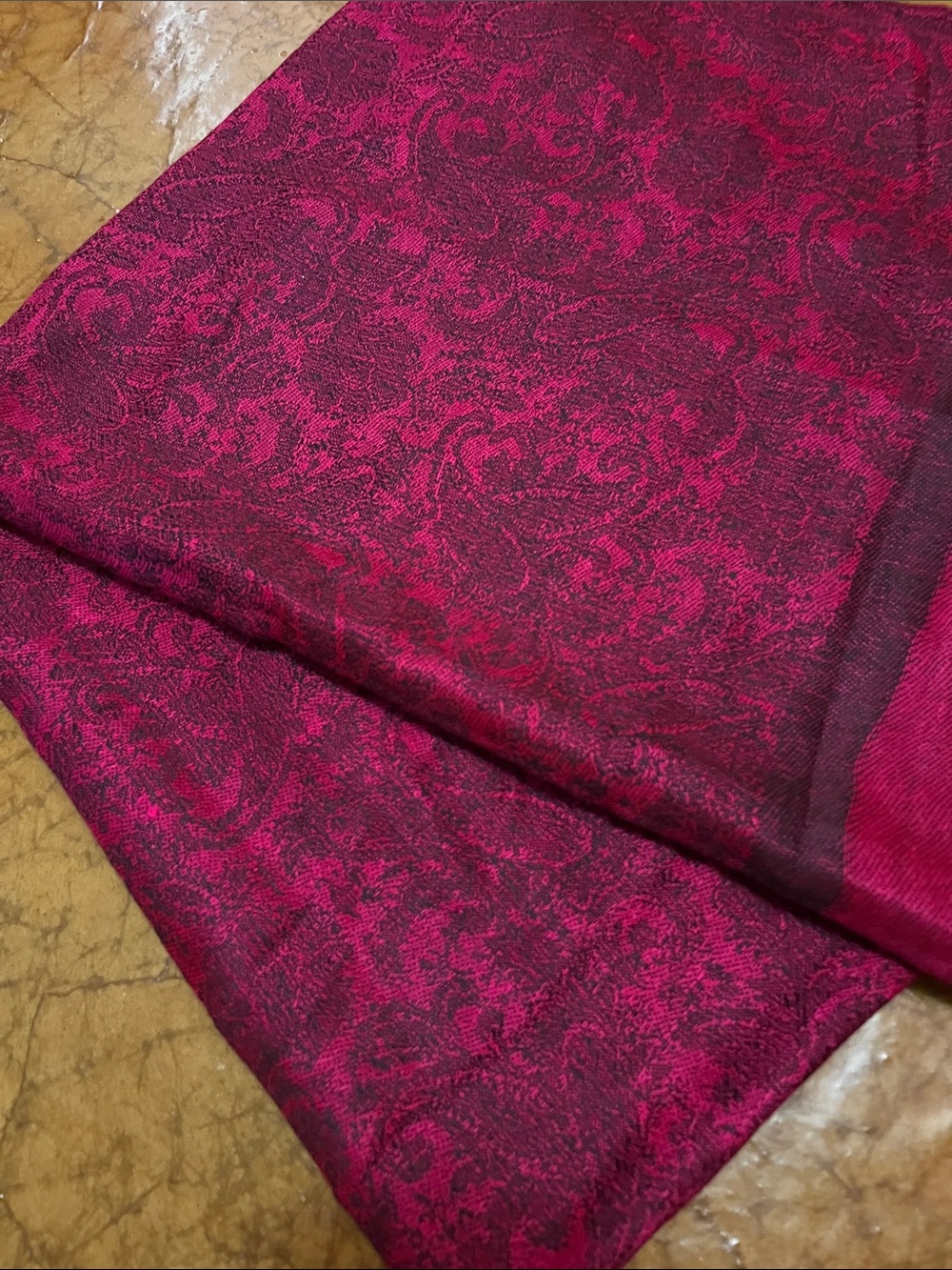 NEW Pashmina Womens Fuchsia Paisley Shawl 27x80 cashmere & silk - Picture 5 of 5